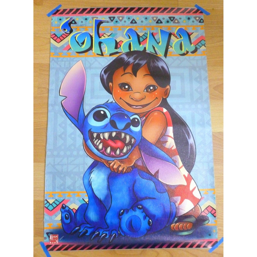 Ohana ~ Lilo & Stich ~ Children's Large Canvas Poster 18H X 12W Anime Poster New